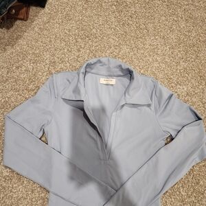 Aritzia Babaton Light Blue Collared Top